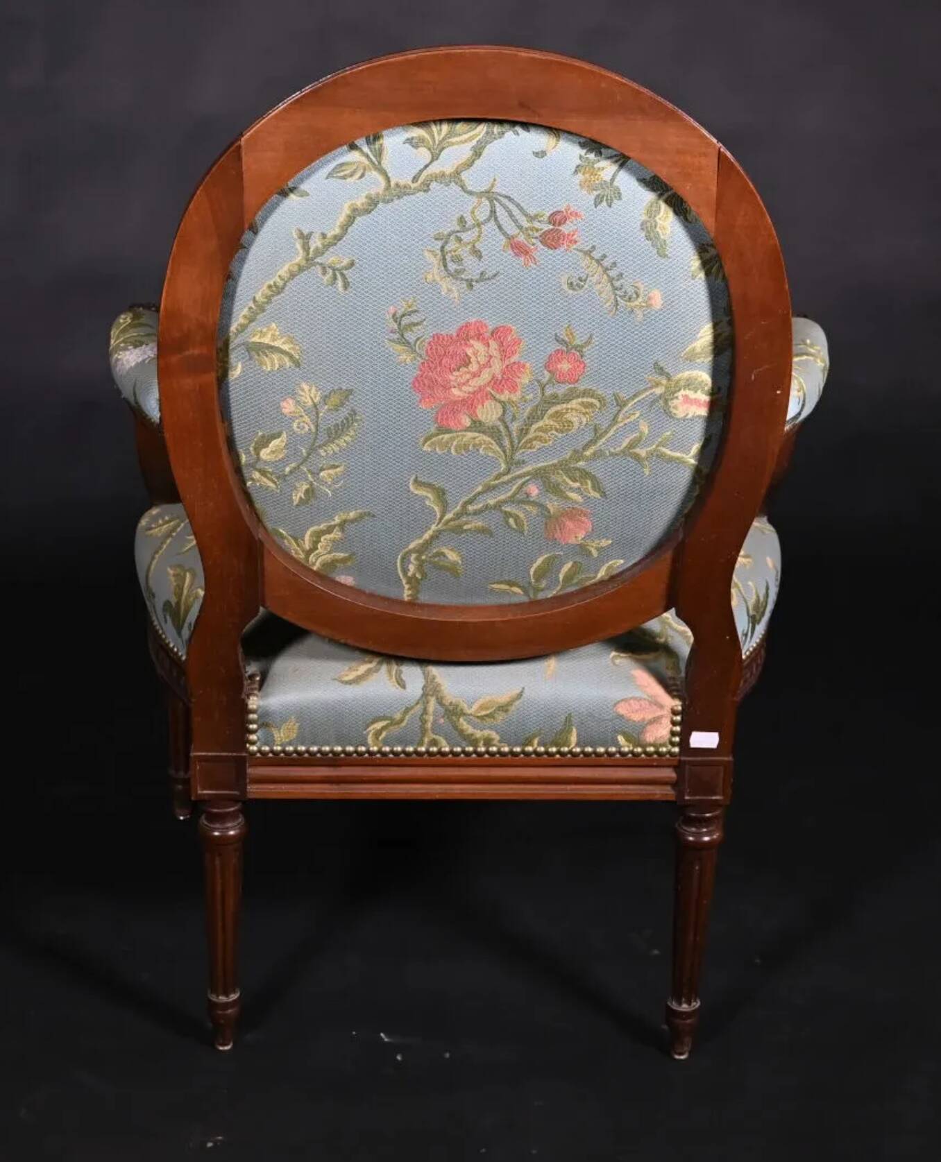 Pair of medallion back armchairs in Louis XVI style