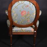 Pair of medallion back armchairs in Louis XVI style