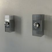 Pair of vintage wall lights, chrome-plated metal, France 1970.
