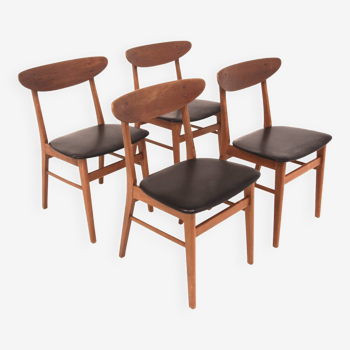 Set of 4 Farstrup "Monaco" teak and beech chairs, Denmark, 1960s