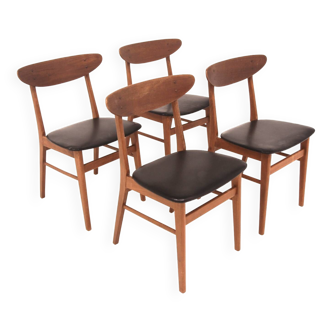 Set of 4 Farstrup "Monaco" teak and beech chairs, Denmark, 1960s