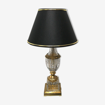 Bedside lamp in chiseled glass and golden brass
