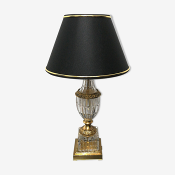 Lampe de chevet en verre ciselé et laiton doré