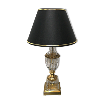 Lampe de chevet en verre ciselé et laiton doré
