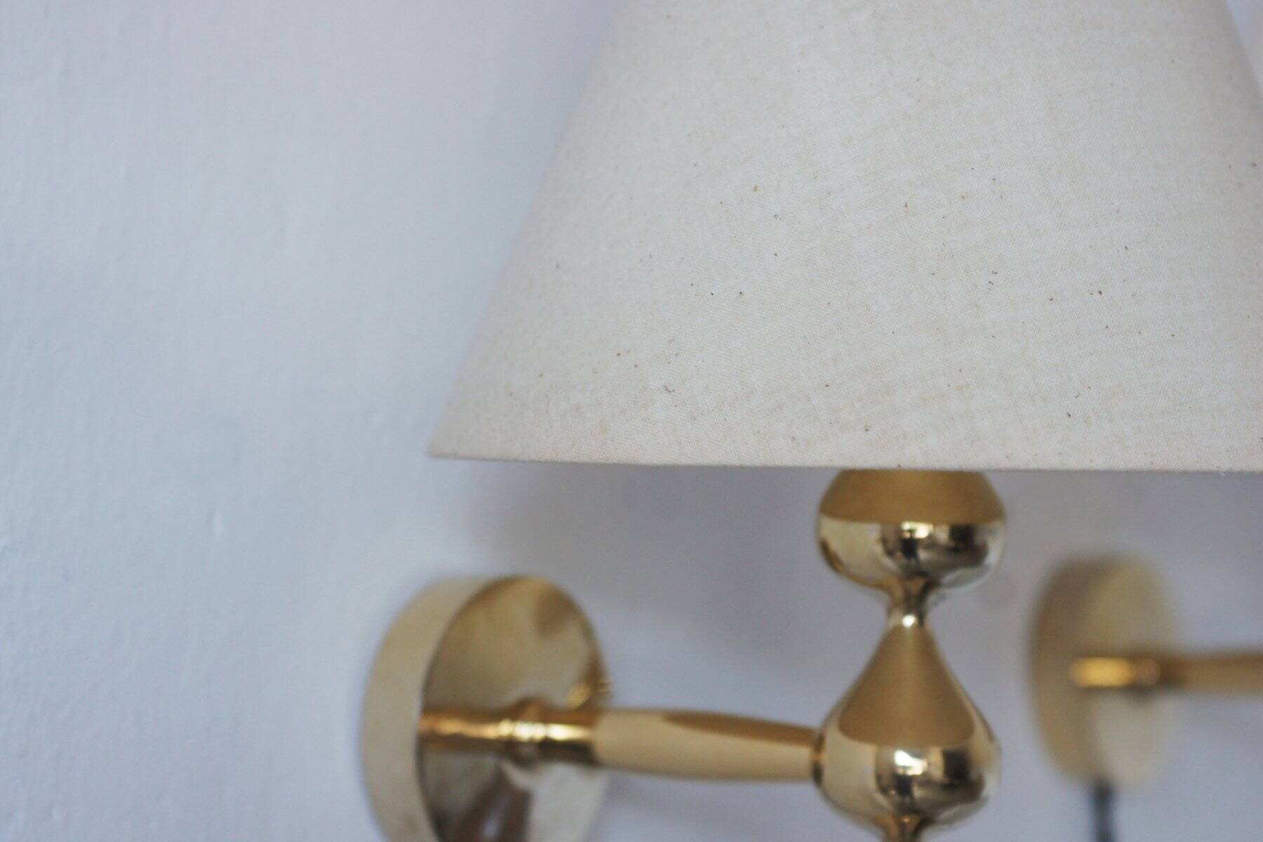 24 carat gold plated teardrop wall lamps by Hugo Asmussen, Denmark, 1970s, set of 2