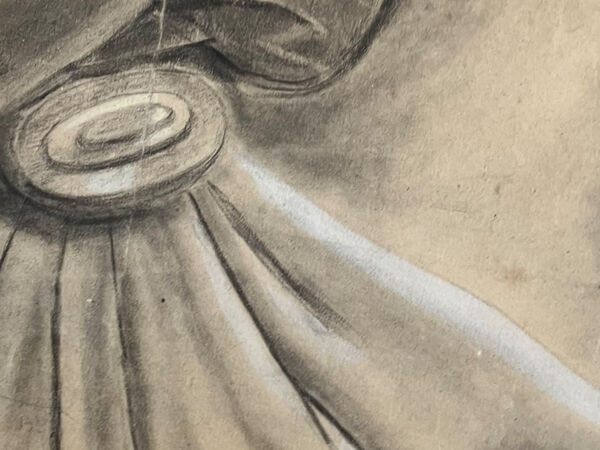 Profil de femme au drapé dessin xixeme signé julien