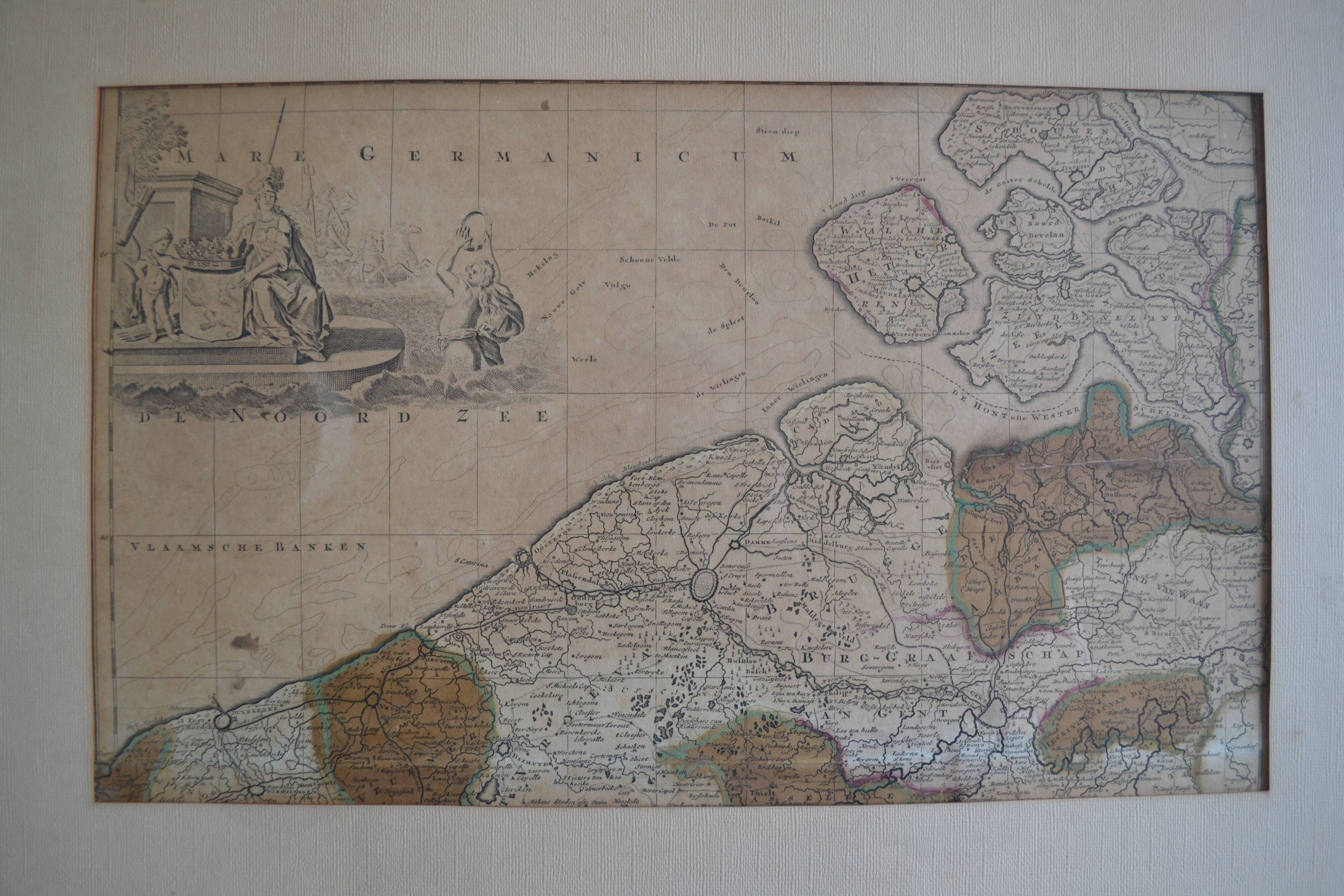 Map of the County of Flanders Belgium by Peter Schenck (1660 1718)