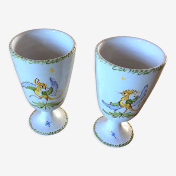 2 tasses mazagrans porcelaine Moustiers Serrailler