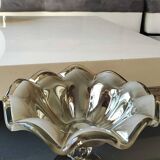 Murano Ruffled Bowl/Centerpiece, Pearly Iridescent Taupe Color. Diameter 24.5 cm