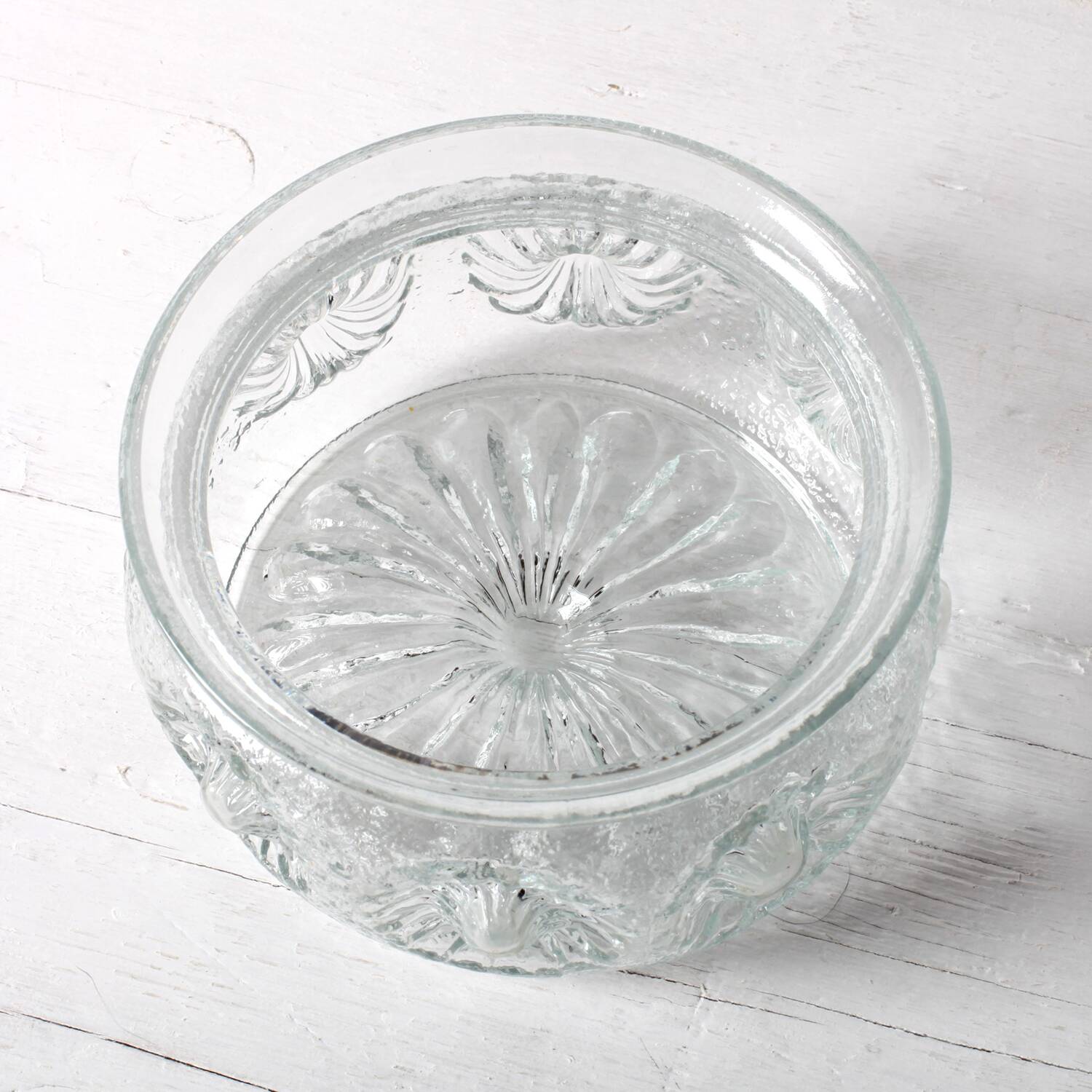 Pressed Glass Bowl: Kvety Flower Design by Pavel Panek / 1973