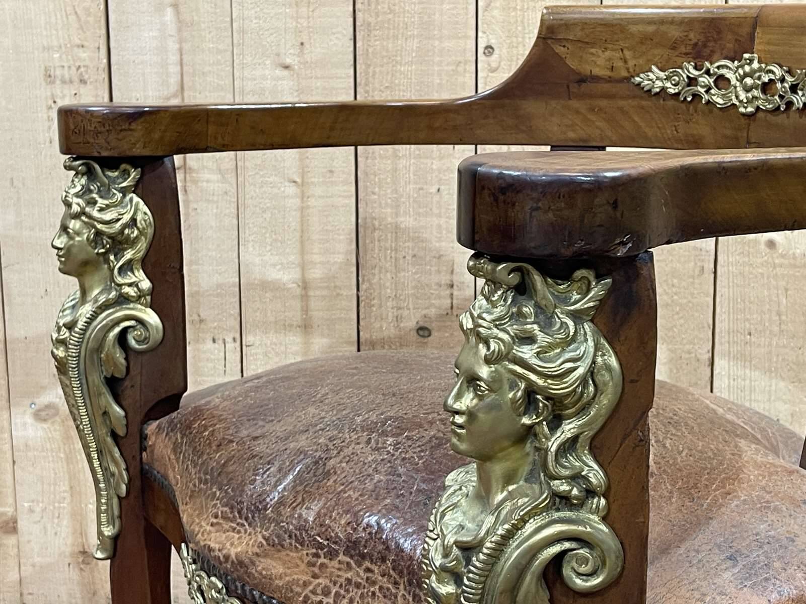 Regency style desk and armchair from the Napoleon III period - late 19th century