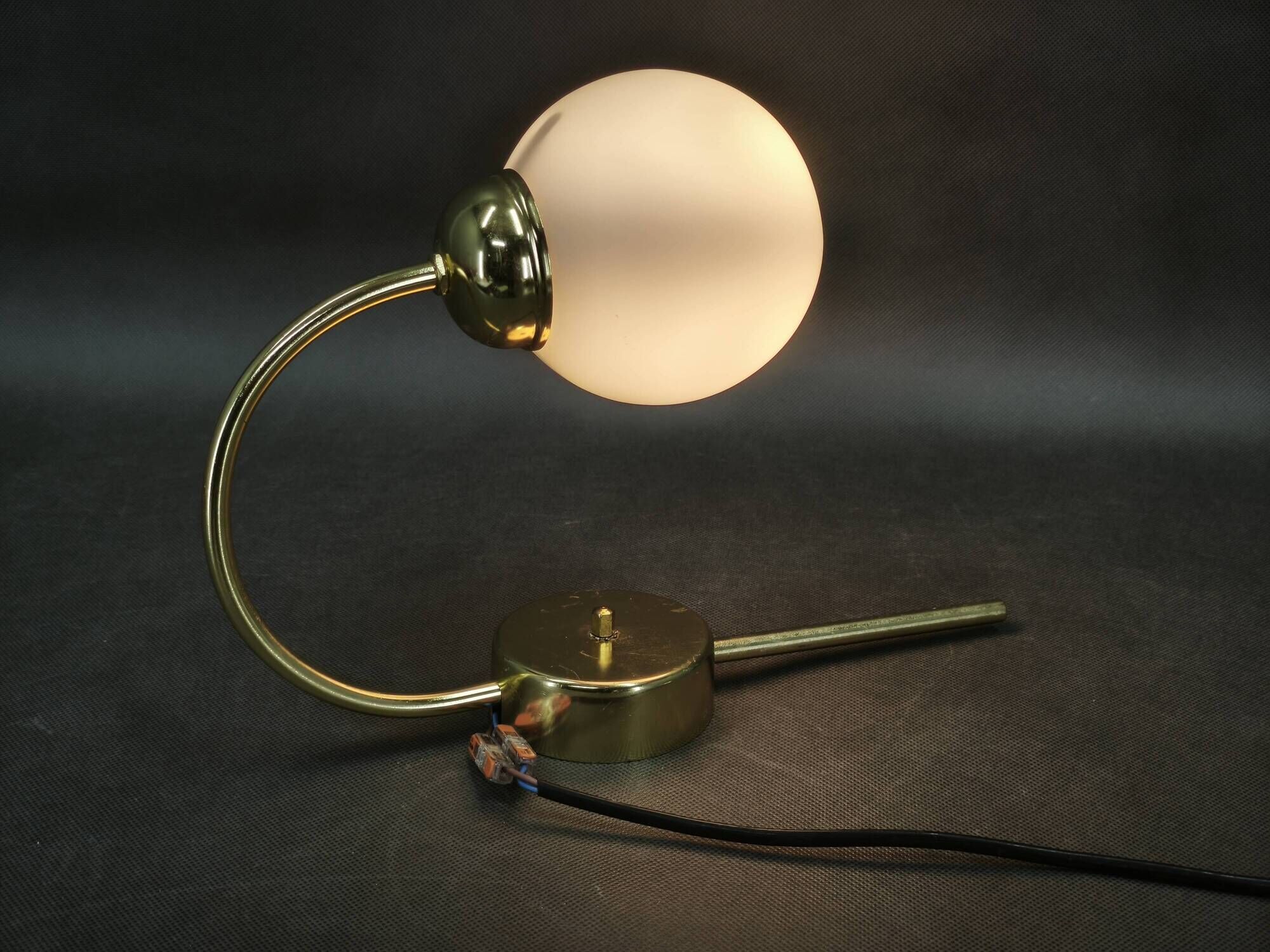 Set of Three Kamenický Šenov Brass and Opaline Glass Wall Lights