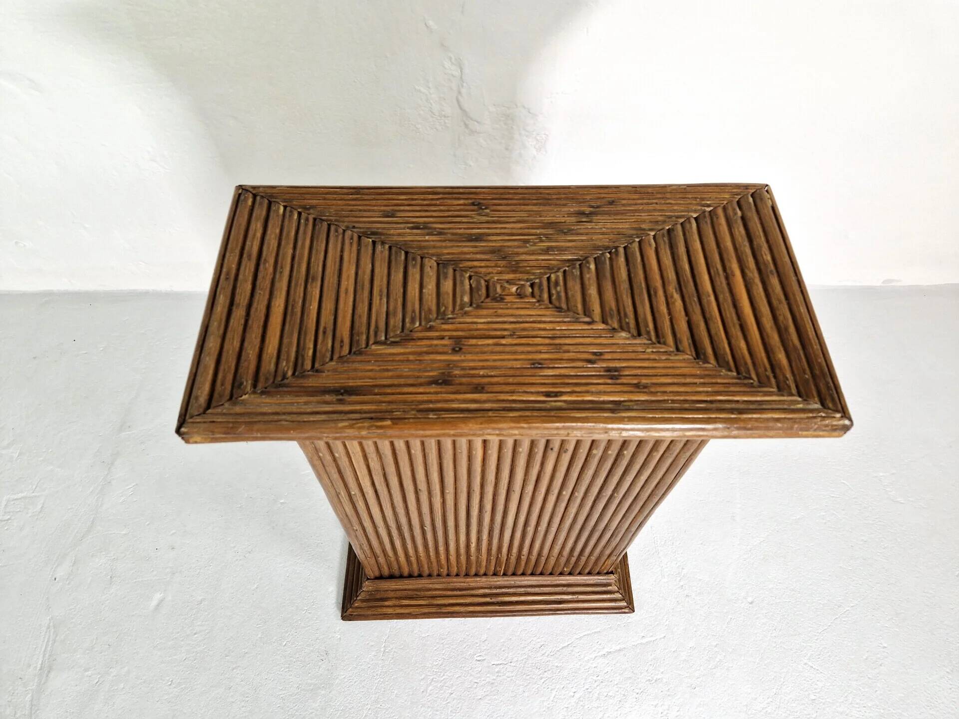 Gabriella Crespi style pencil reed planter stand, 1970s