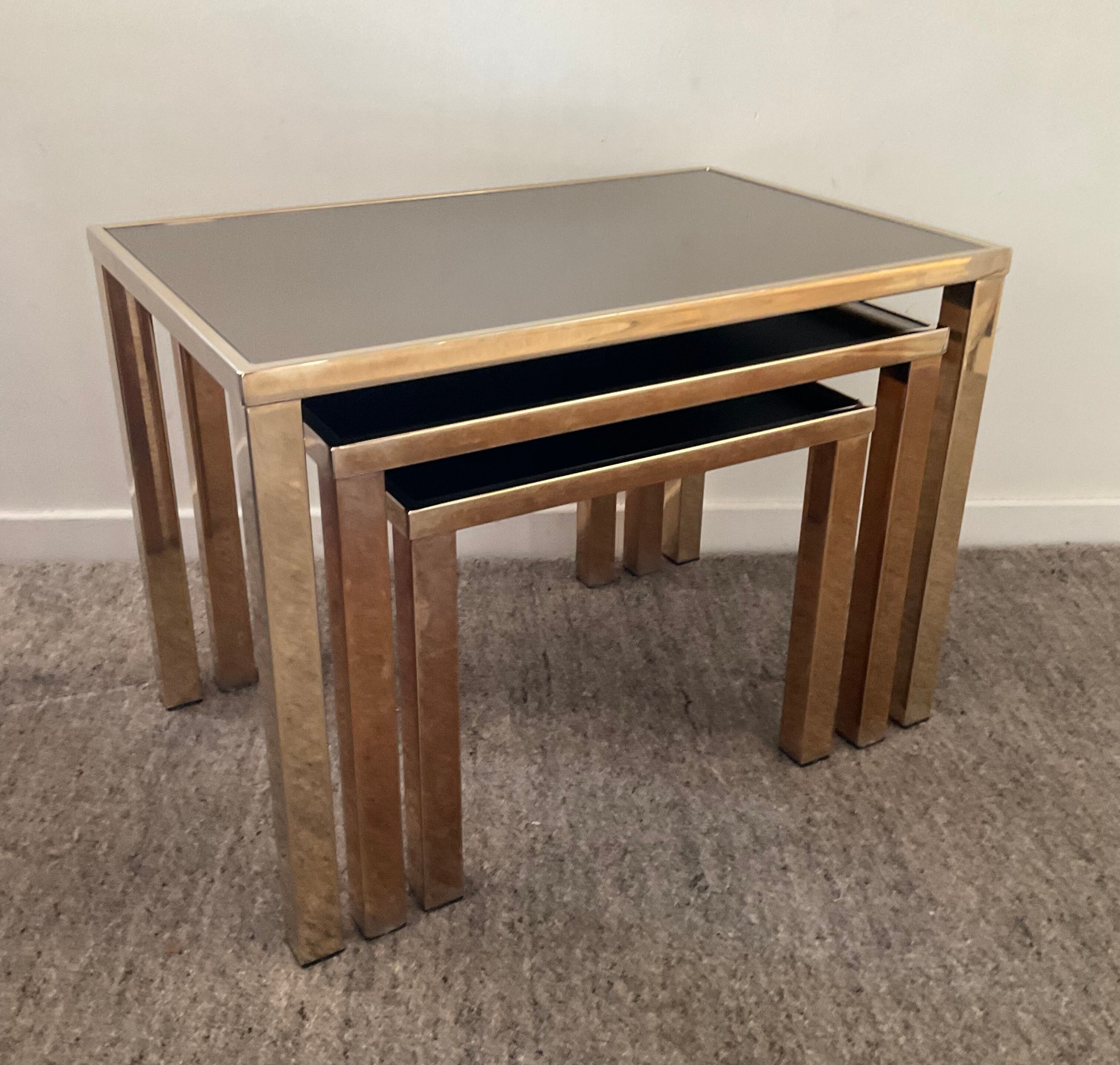 Series of 3 Belgo Chrom trundle tables from the 70s