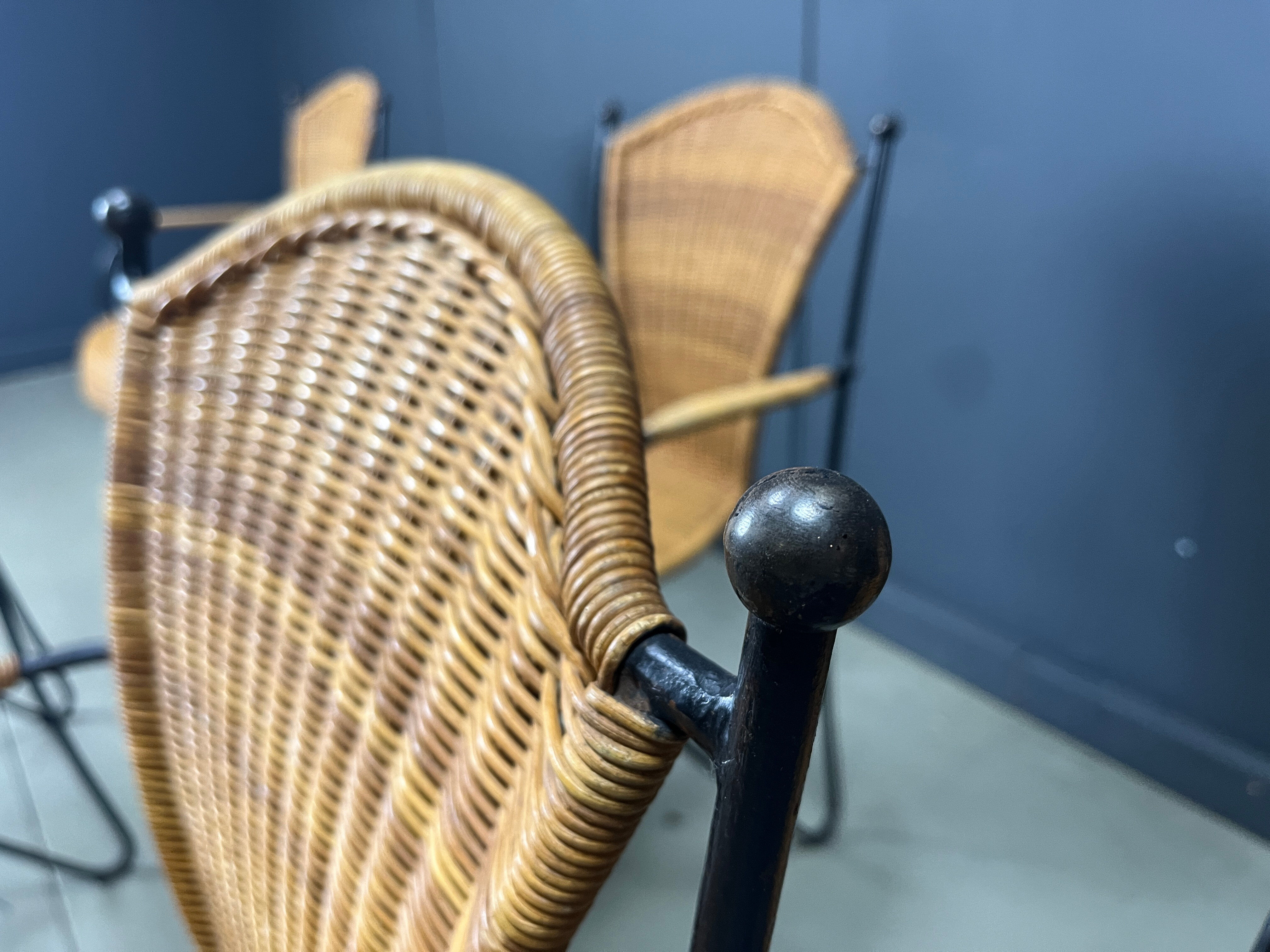 Wicker chairs by Frederick Weinberg, 1960s, set of 6