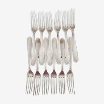 Set of 12 Christofle forks in silver metal