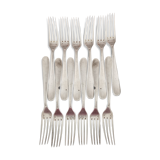 Set of 12 Christofle forks in silver metal