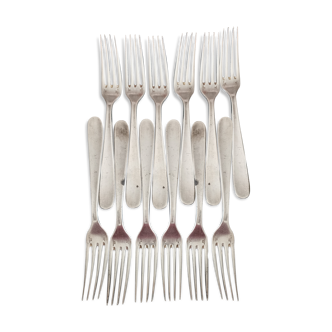 Set of 12 Christofle forks in silver metal