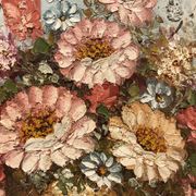 Ancient painting signed romain of a bouquet of flowers in a vase