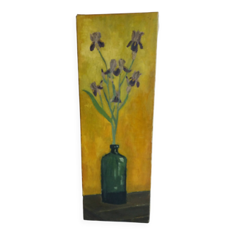 Still life with irises oil on canvas mid 20th century