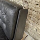 Vintage leather bench sofa 1970"