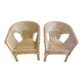 Pair of wicker armchairs