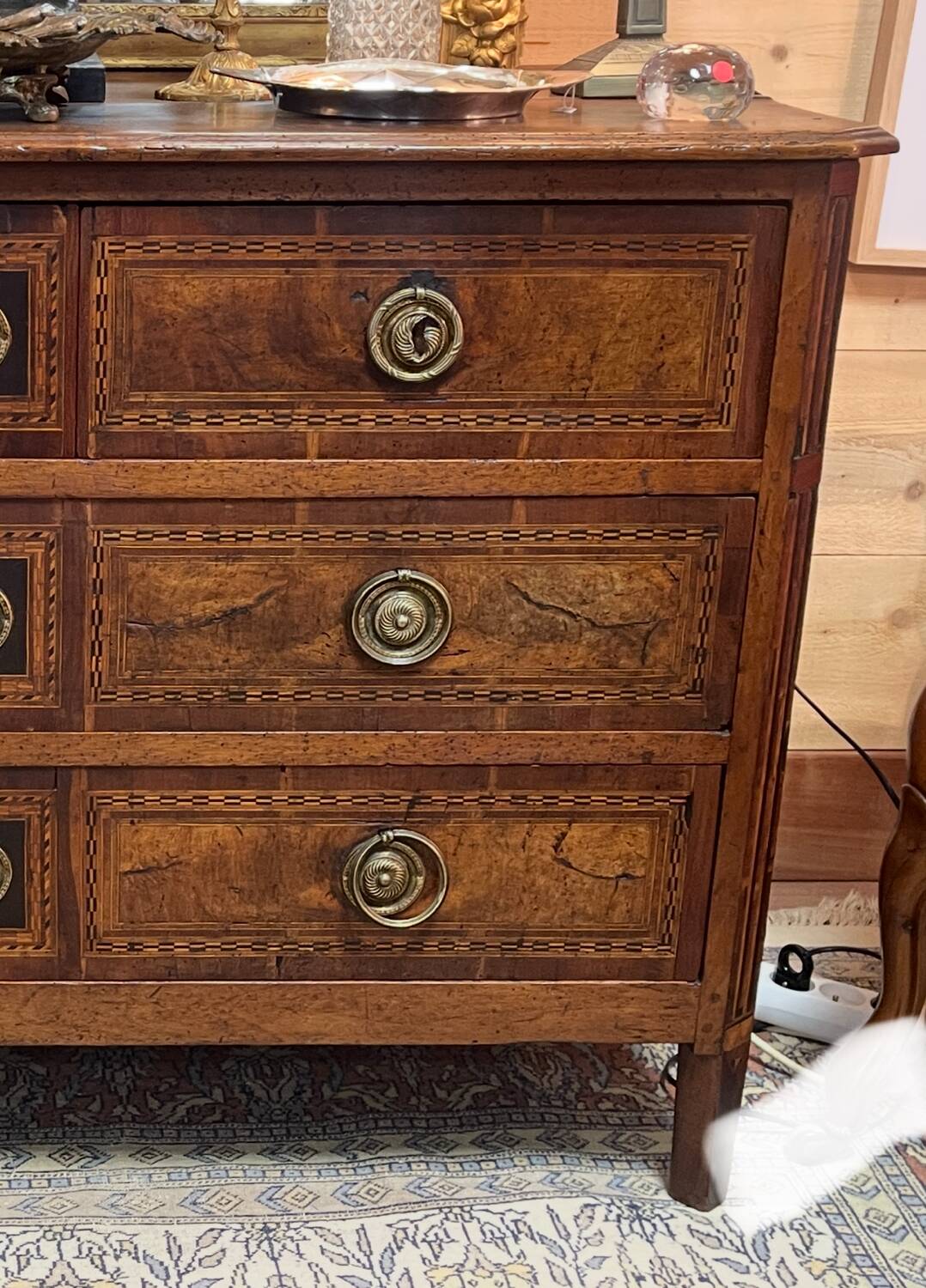 Louis XVI period chest of drawers in walnut, oak and fir, 18th century