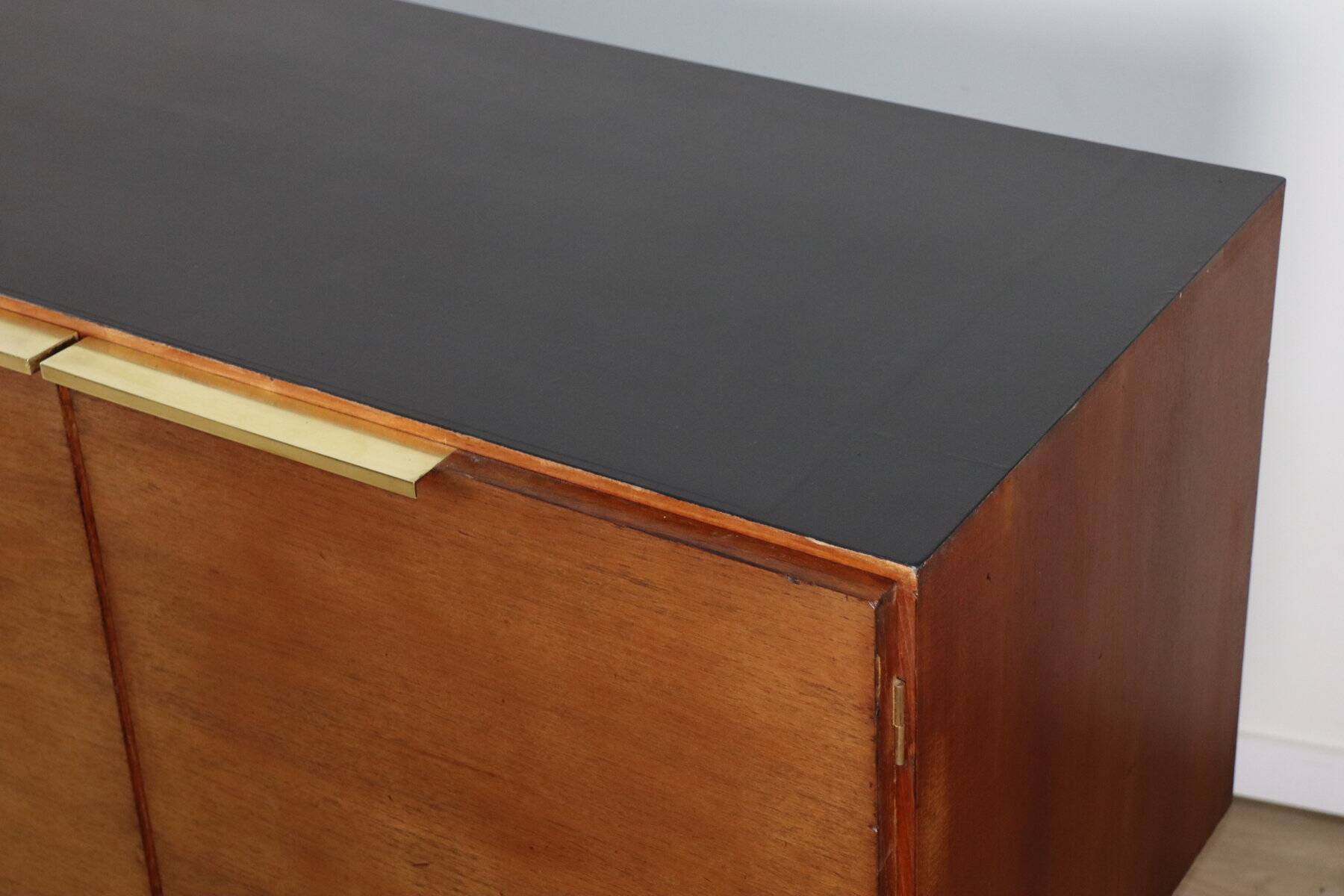 Enfilade vintage en teck et laiton - Années 70