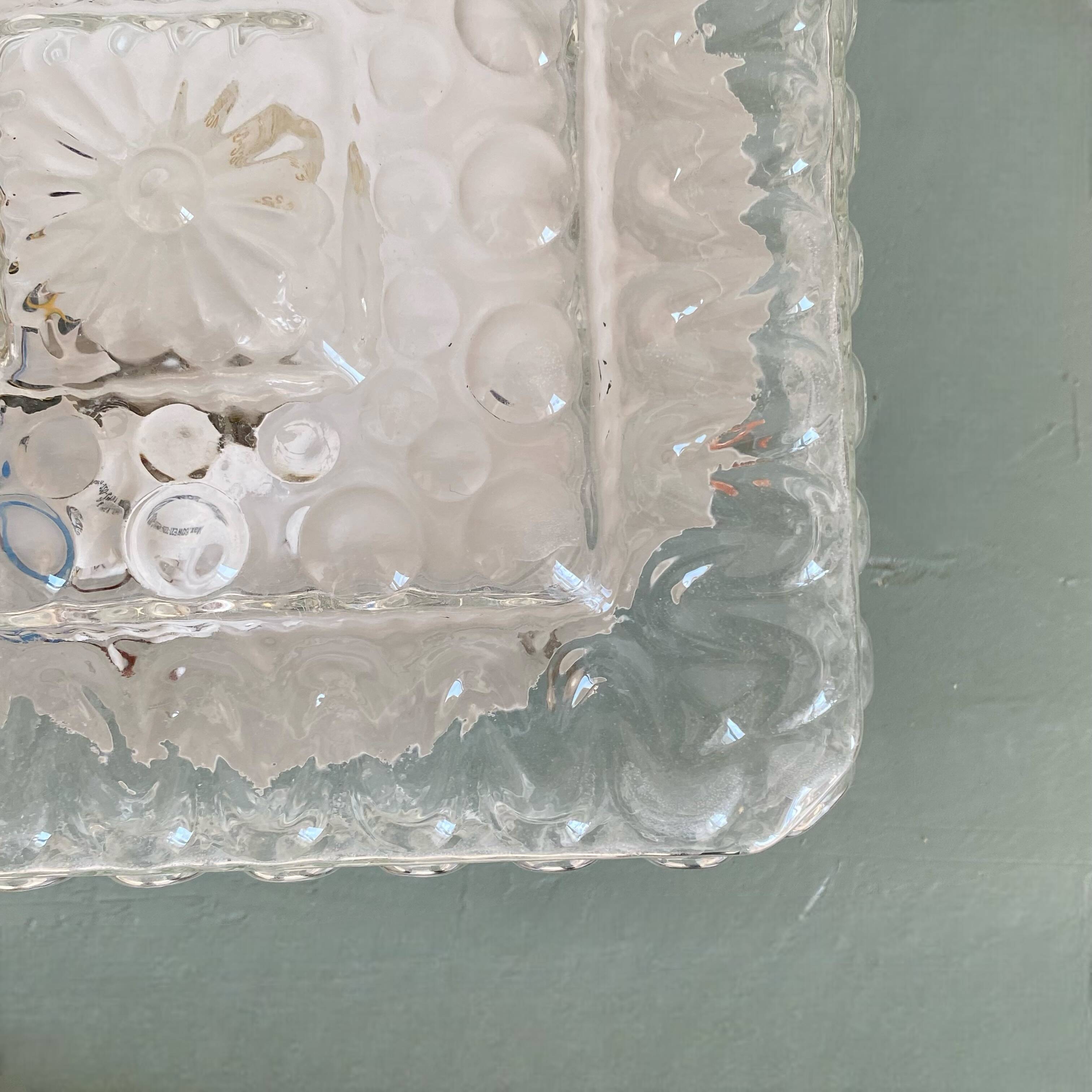 Square wall light ceiling light transparent glass gold 1970 1980 seventies
