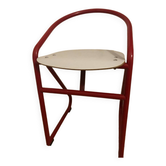 Tabouret labo de marque Samo de couleur rouge année 60