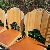 Set of art deco chairs in wood and skaï