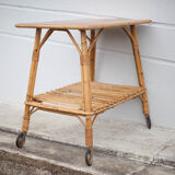 Bamboo table with wheels, bamboo service with wheels, servant, interior decoration
