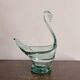 Green Glass Coupe Vase Swan Murano 26 cm Art Deco or 1950s Style