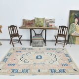 5x7 Peach & Blue Contemporary Vintage Rug, 154x226Cm SK22969
