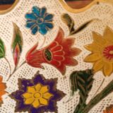 Vintage Enamelled Brass Fruit Bowl – Floral Centrepiece with Edge Fe