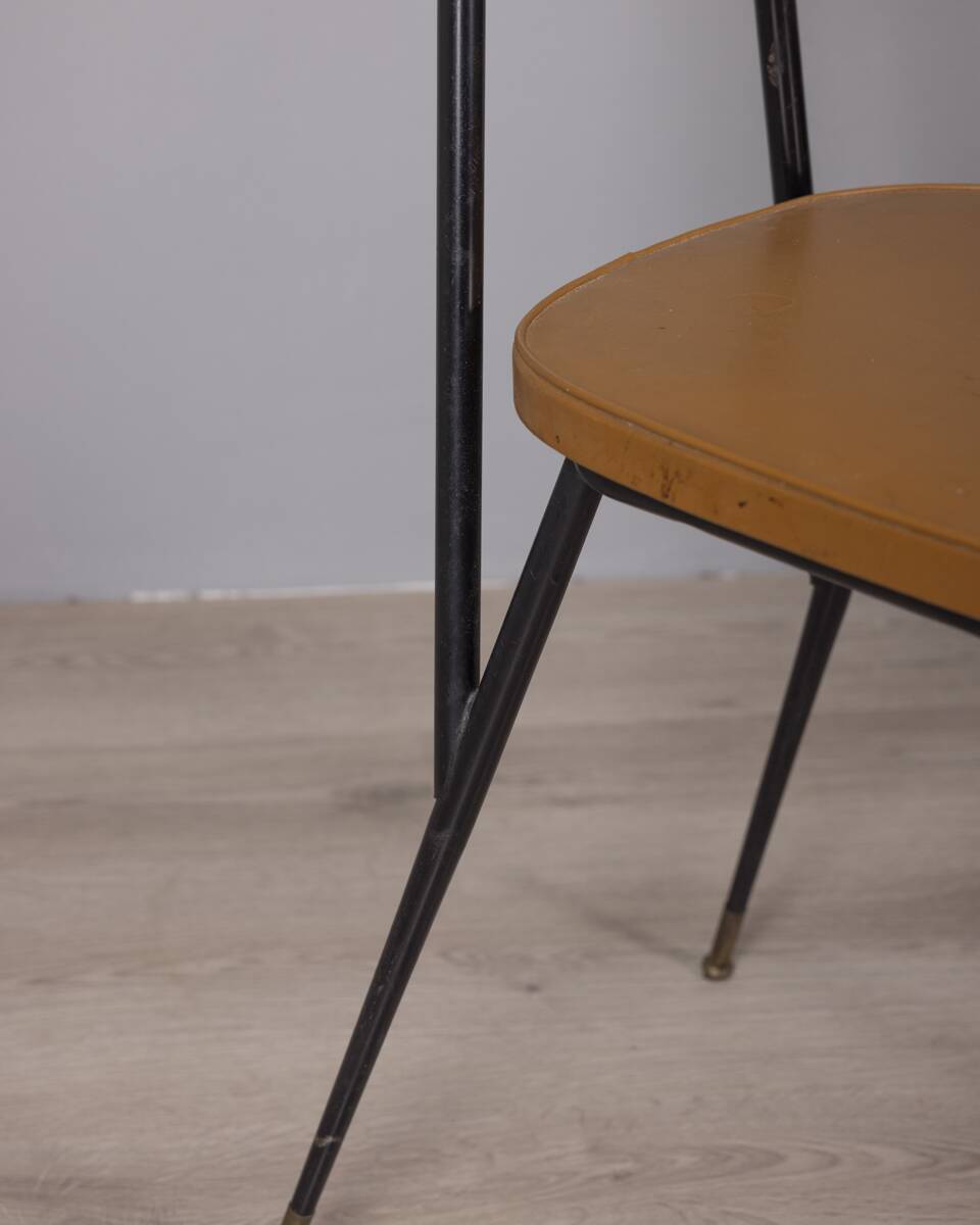 SET OF 6 VINTAGE 1960S METAL AND LEATHER CHAIRS, ITALIAN DESIGN