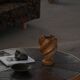Danish coffee table from the mid-20th century, wooden frame and ceramic tiled top.