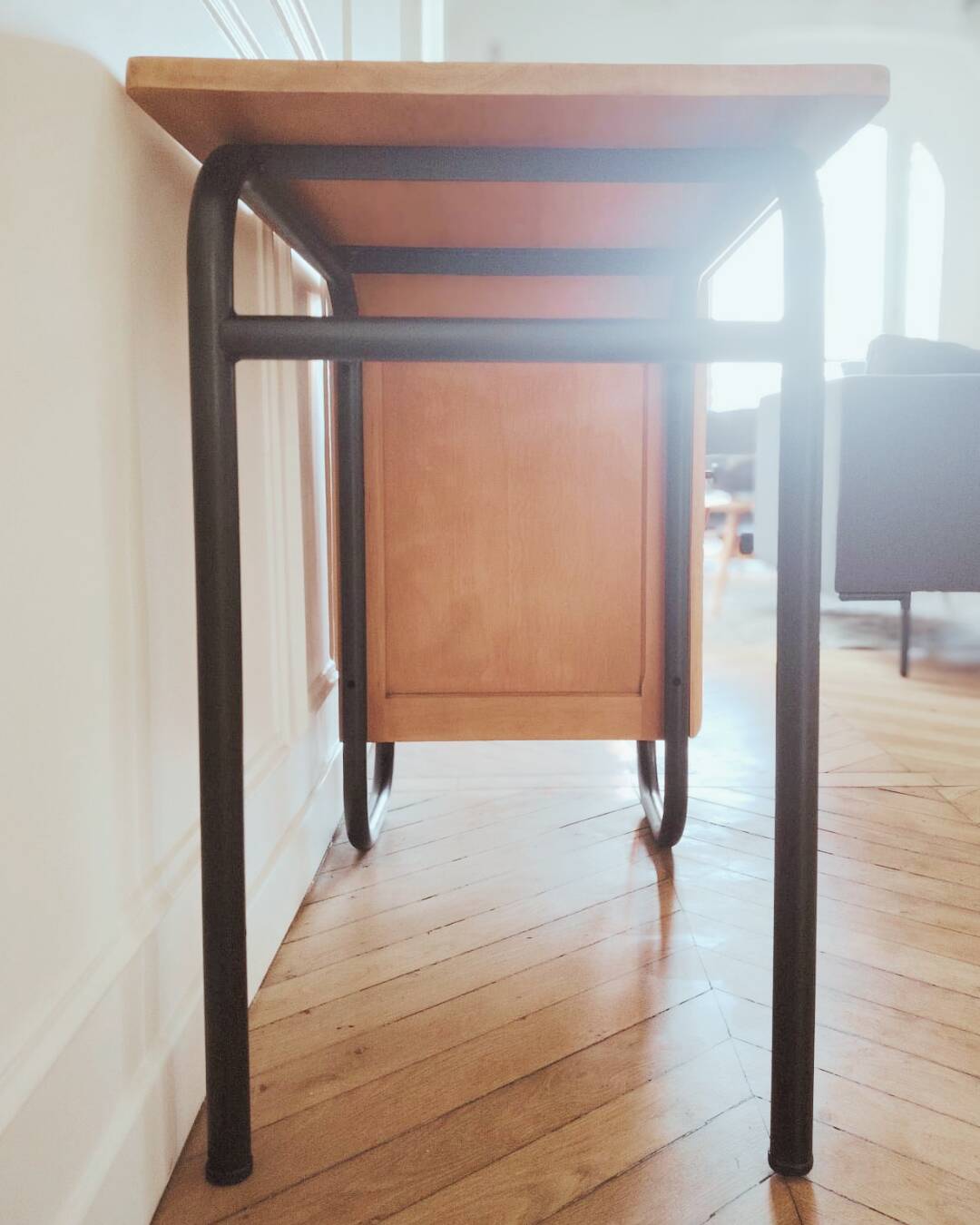 Renovated vintage desk by Jacques Hitier, 1960s.