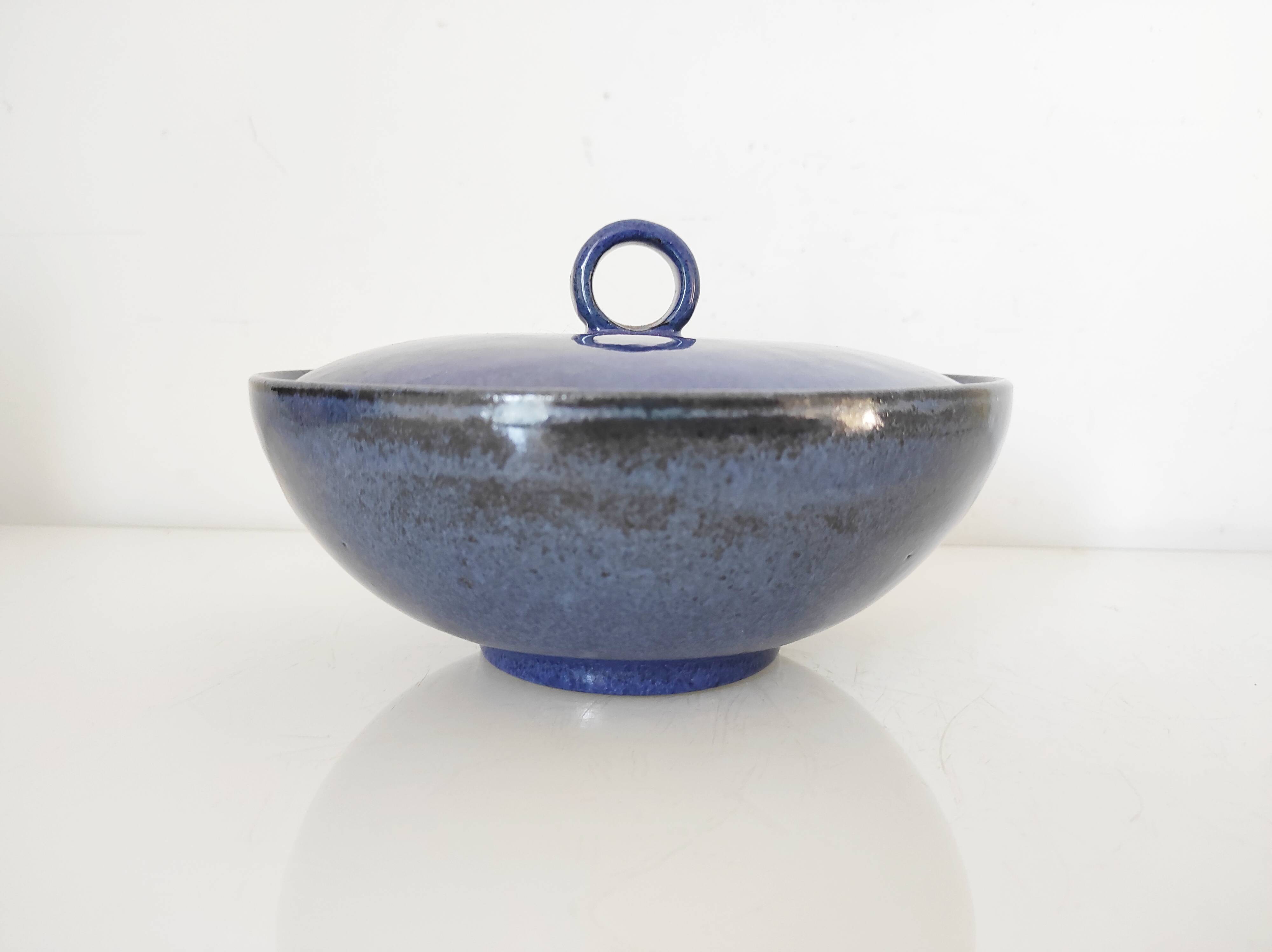 Dark blue ceramic candy box