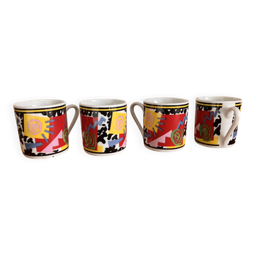 Set of 4 coffee cups memphis 80s fujimori kato kogei