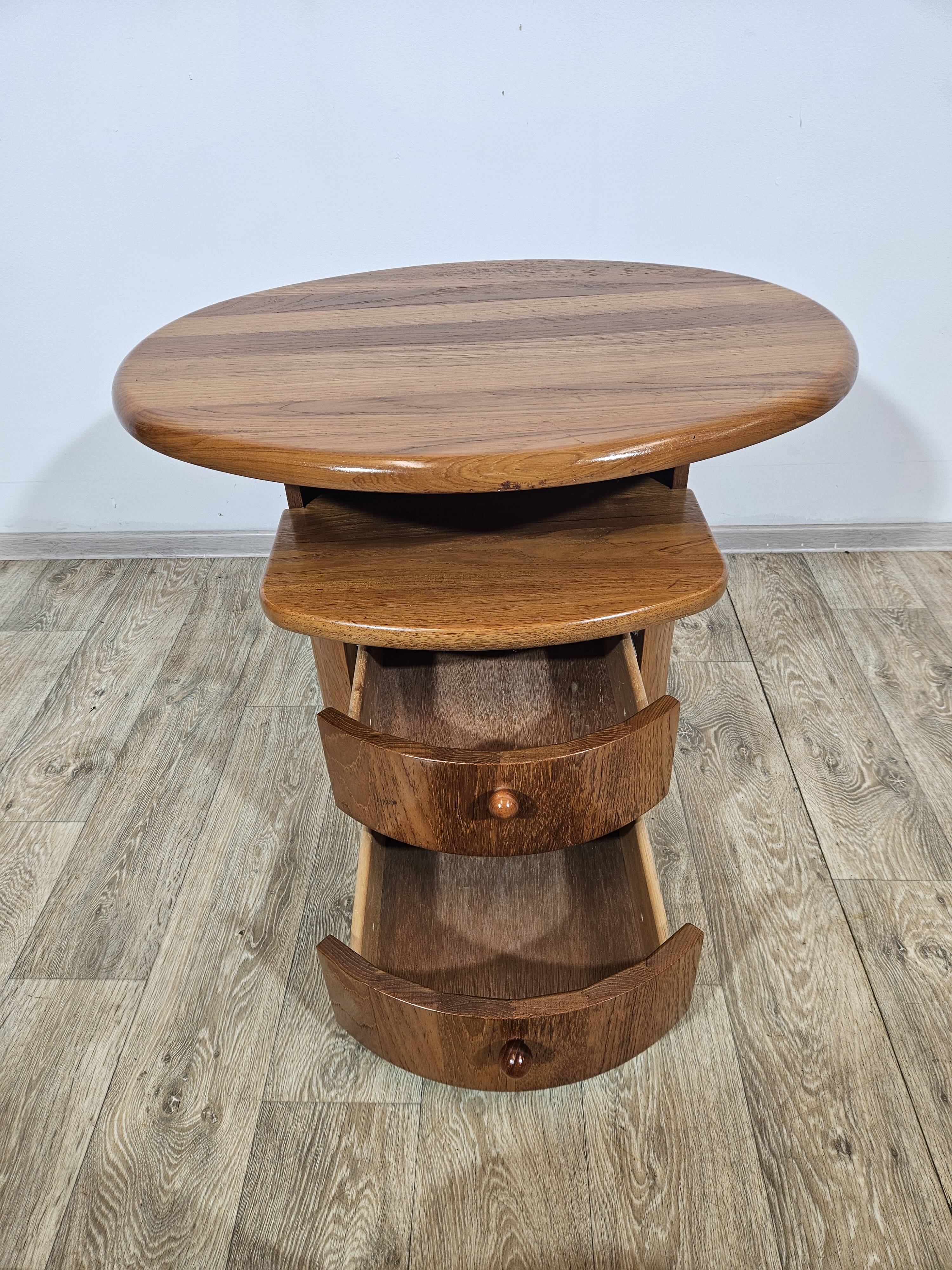 Solid teak TV table with swivel top, Silkeborg, Denmark, 1960s/1970s.