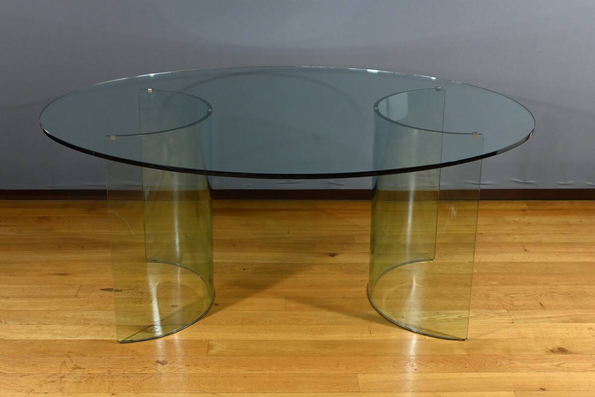 Oval Glass Table, attributed to Fiam, Italy – 1980