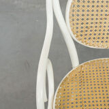 Vintage white bistro chair with armrests in Thonet style