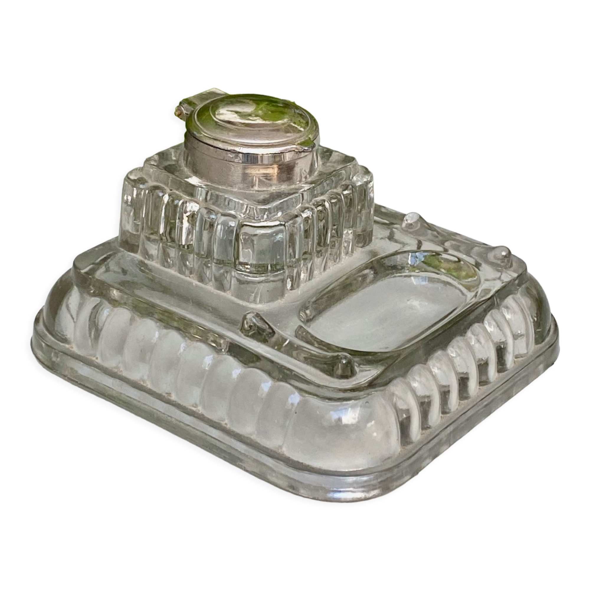 Old glass inkwell