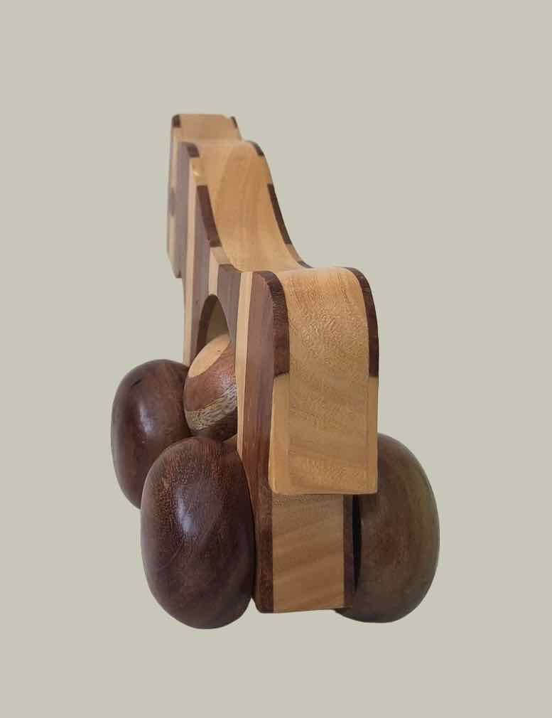 Small marquetry horse on wheels