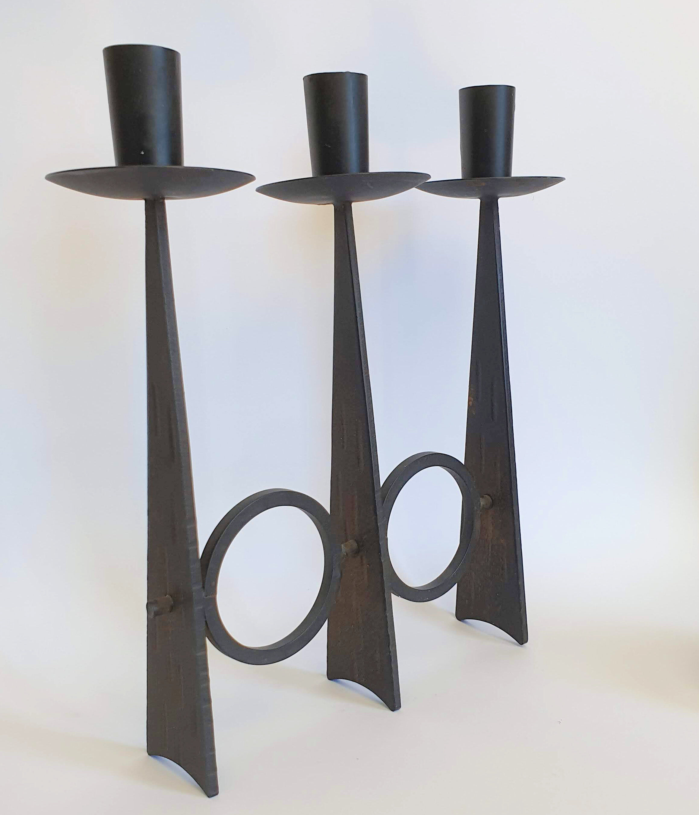 Black wrought iron candle holder 50s
