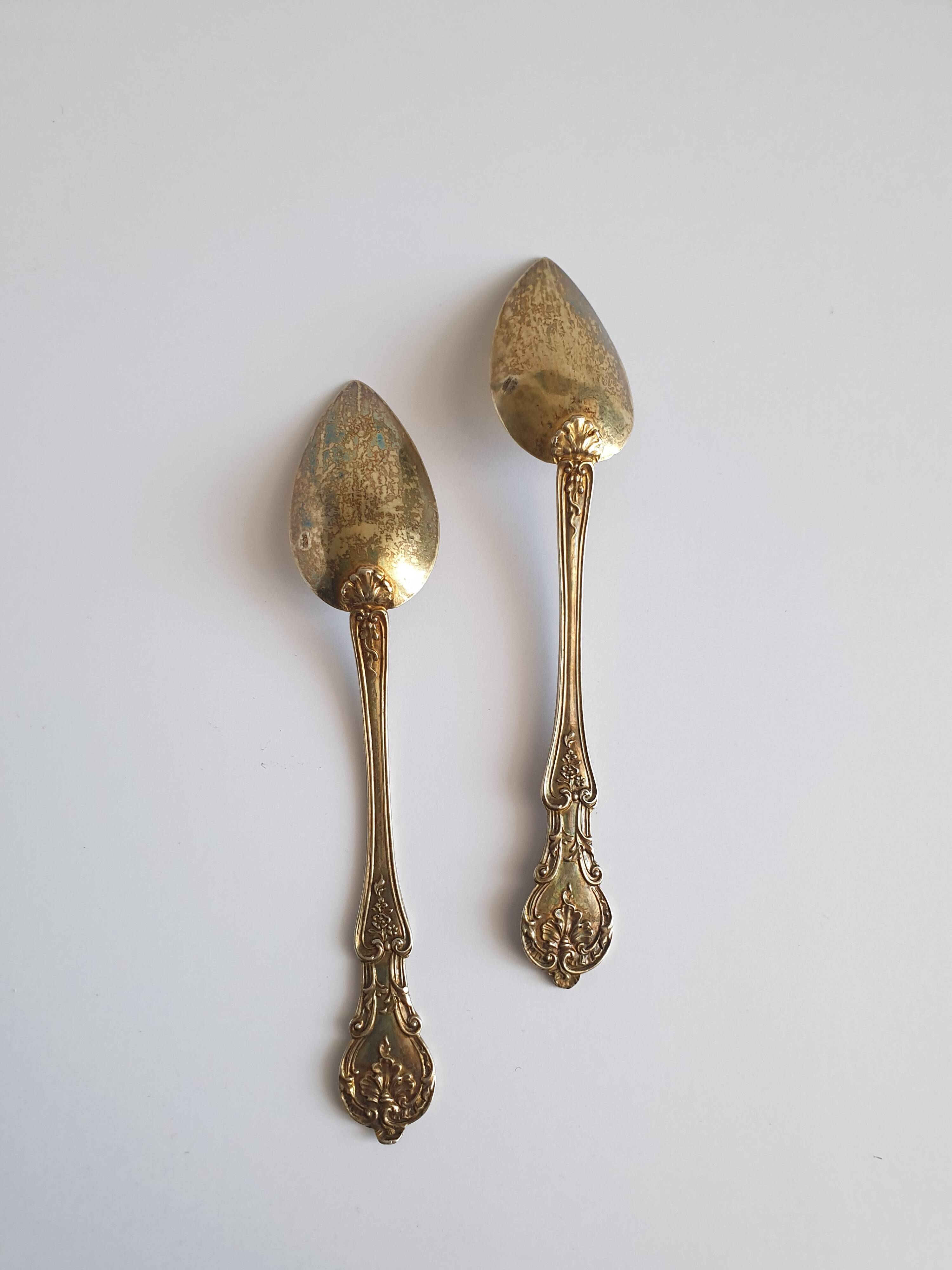 2 spoons solid silver vermeil minerva 2