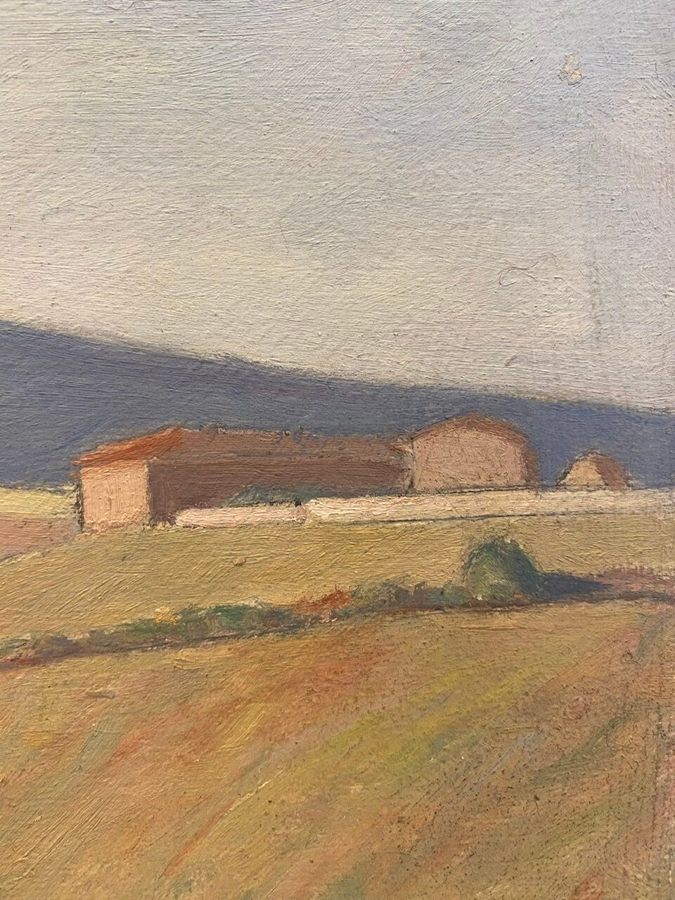 Tableau ancien, paysage Monts du Lyonnais daté 1948 et signé
