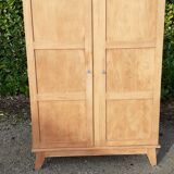 Parisian wardrobe 2 doors in beech feet compass year 50 raw wood