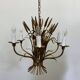 Large wheat sheaf leaf gold gilt chandelier, 1960’s
